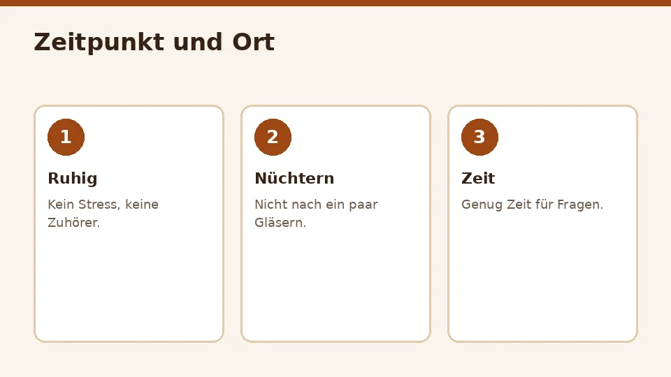 Drei Karten zum richtigen Moment: ruhig, nüchtern und mit genug Zeit