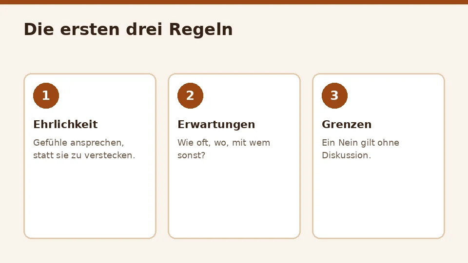 Drei Karten: Ehrlichkeit, Erwartungen und Grenzen als erste Regeln